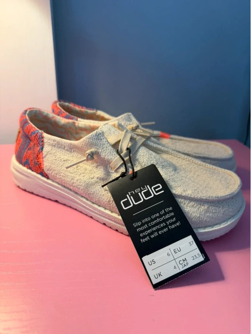 Hey Dude Wendy Funk Boho Pink Beige Shoes Women’s Size 6 NWT